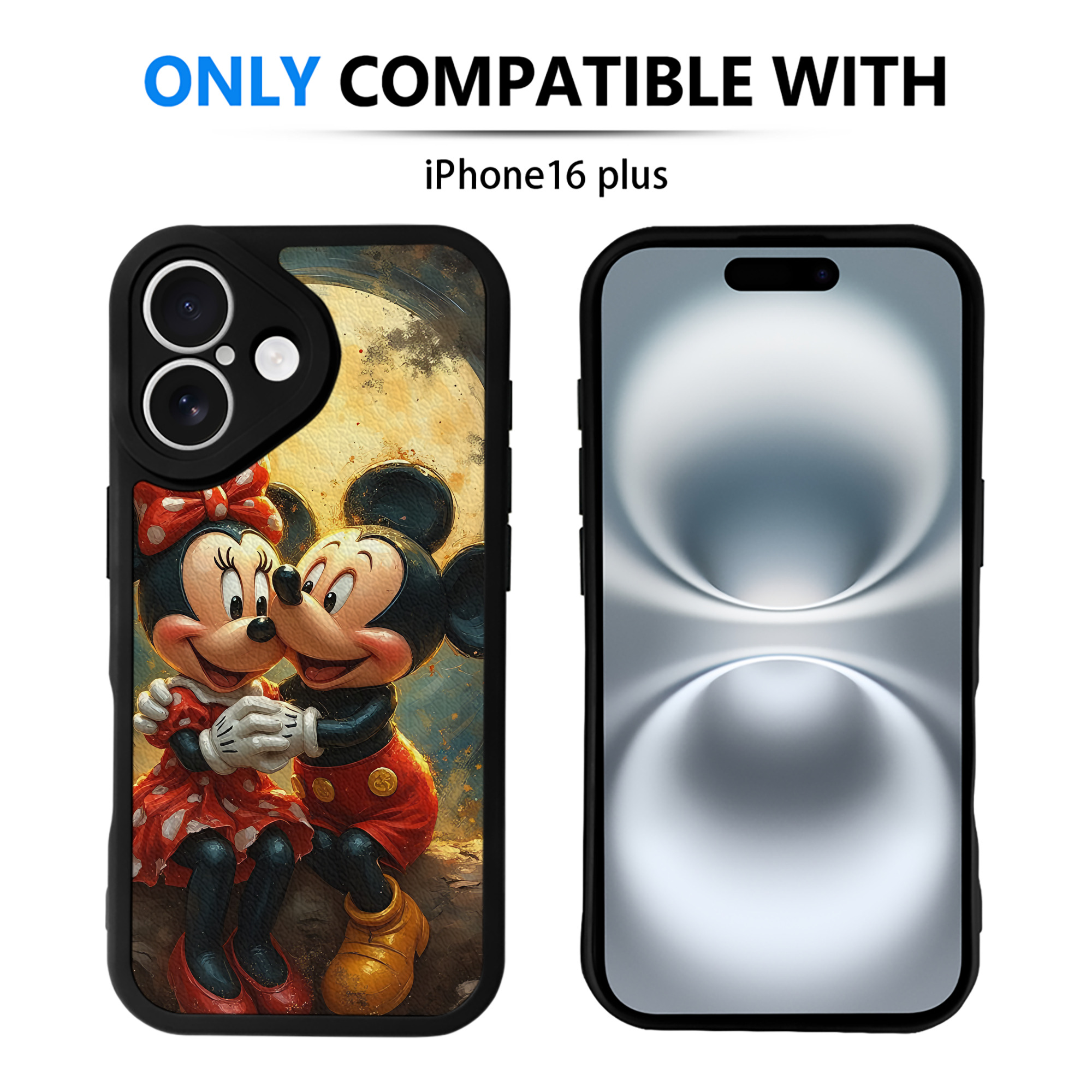 （画像用） ミッキーマウス Mickey Mouse 【iPhone 16シリーズ対応】シリコンスマホケース（レザー調） 材質：シリコン